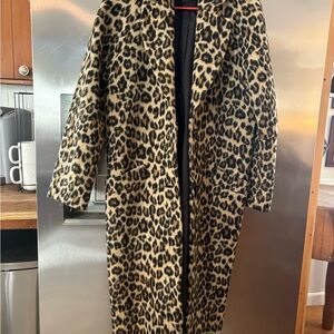 VINTAGE EXPRESS Leopard Print Long Coat soft wool gorgeous